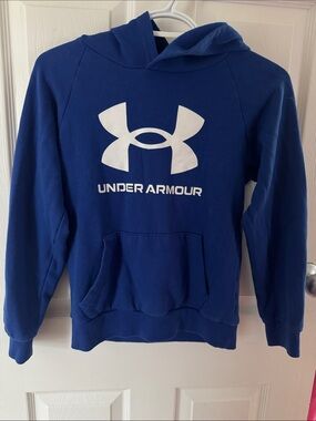 Under Armour Royal Blue Pullover Hoodie with White Logo